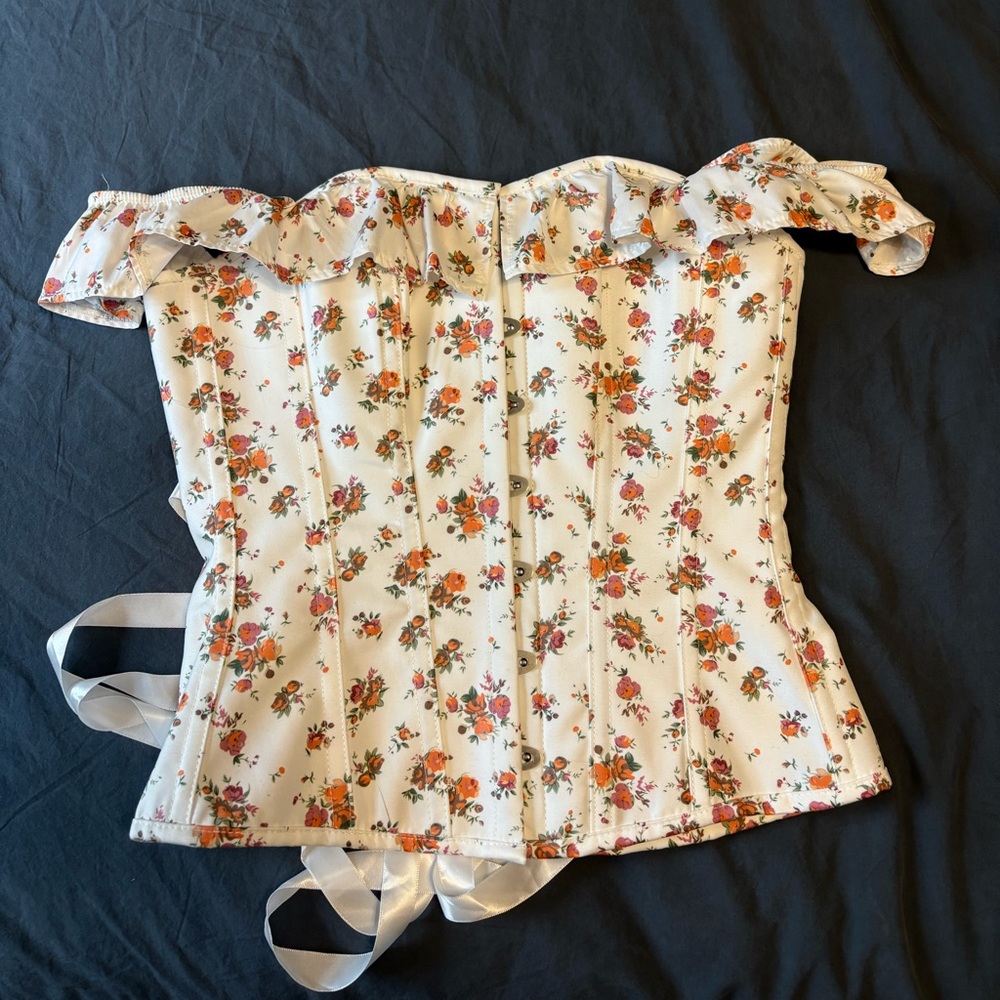 Floral Ruffle Corset Blouse